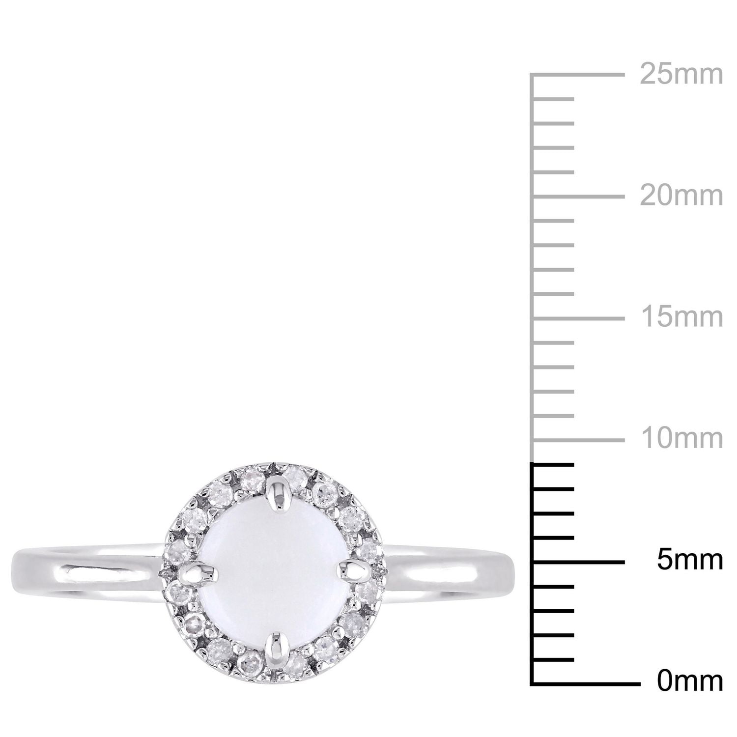 Asteria 0.50 Carat T.G.W. Opal and Diamond-Accent Sterling Silver Halo Cocktail Ring