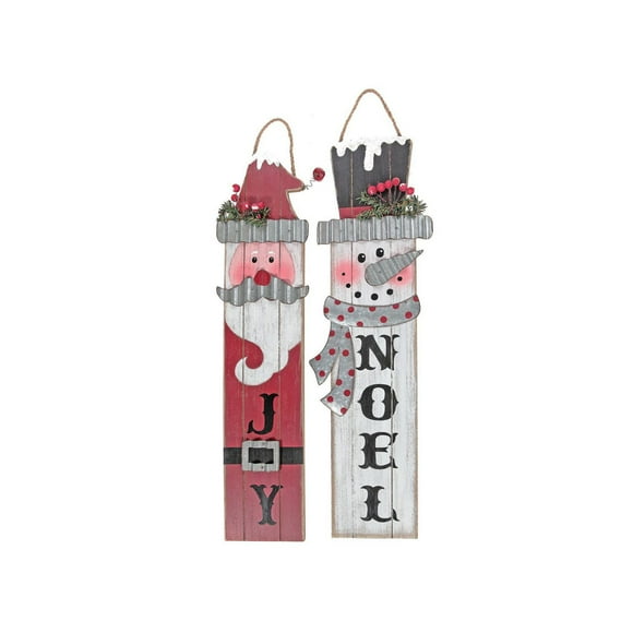 Etched Snowman/Santa Wall Hanger (Asstd)-Set of 2