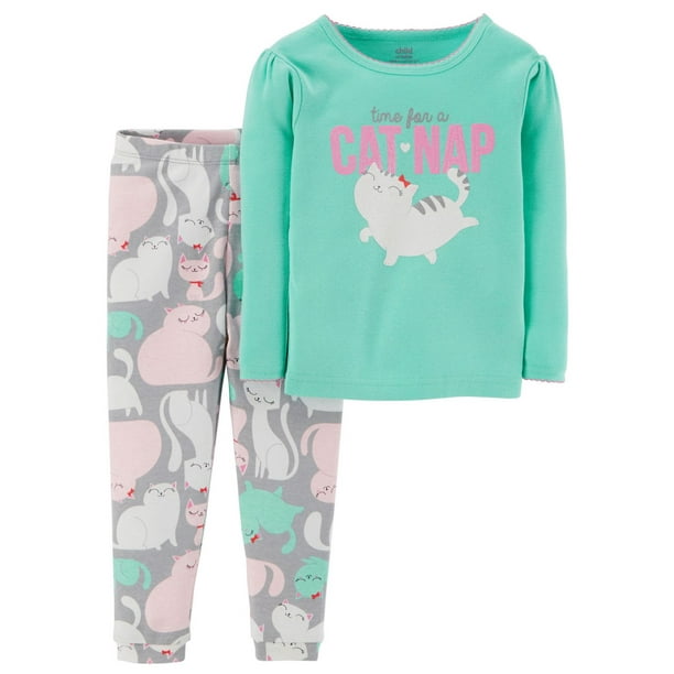 Pyjama 2 pièces pour bébé Coton Fille Child of Mine made by Carter’s – Chat