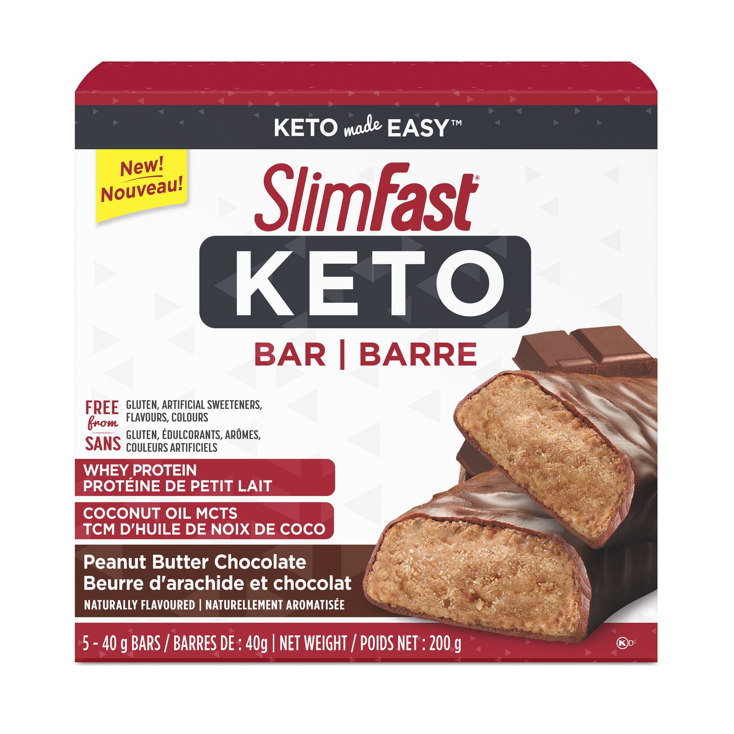 Slimfast Keto Bar With Whey Protein And Coconut Oil Mcts Box Of Peanut Butter Chocolate 0665