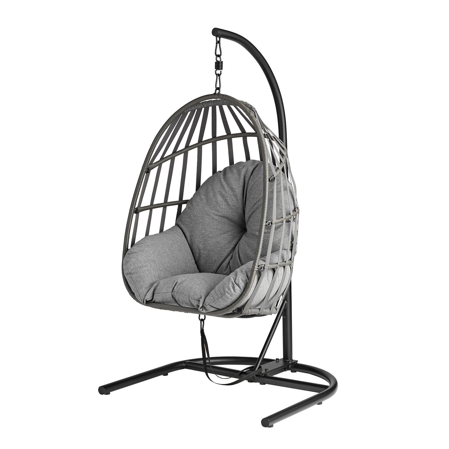 Mainstays Patio Hanging Egg Chair with Stand - Grey, All-weather 