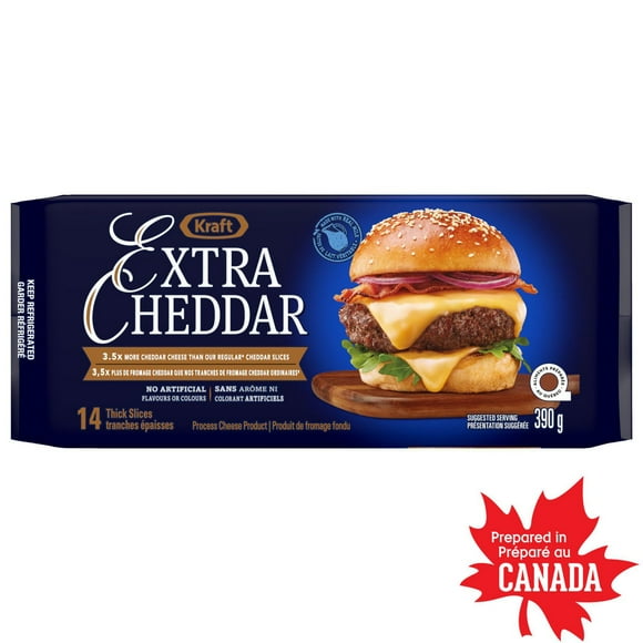 Tranches De Fromage Fondu Extra Cheddar 390 g