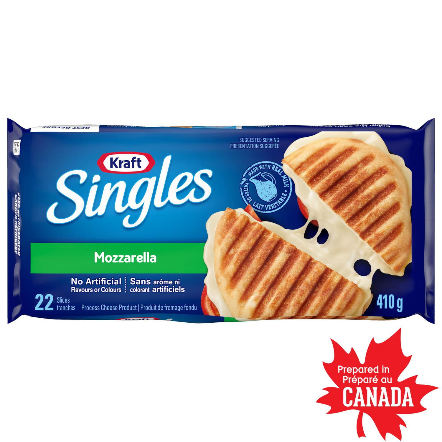 Kraft Singles Mozzarella Processed Cheese Slices, 410g, 22 Slices
