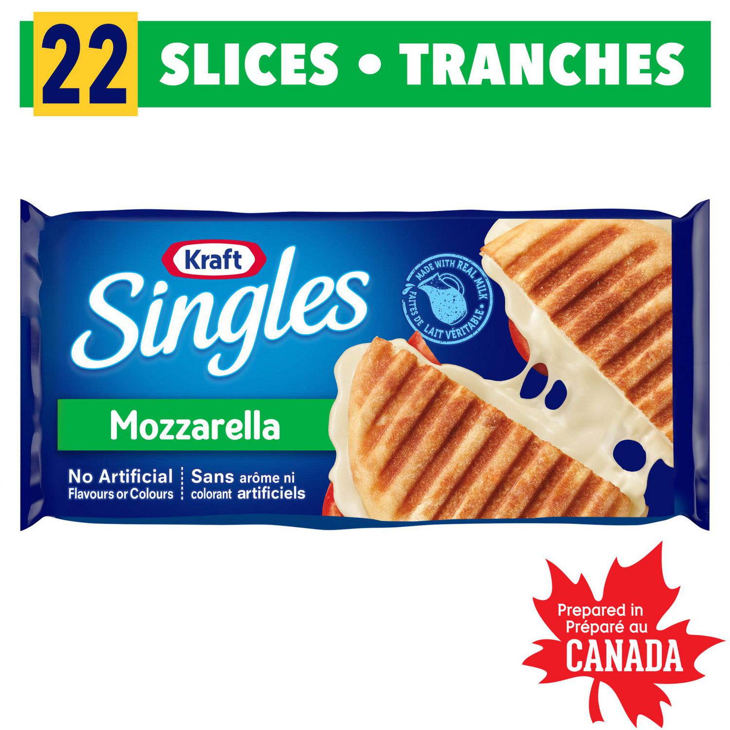 Tranches De Fromage Fondu Mozzarella Singles, 410 G, 22 Tranches
