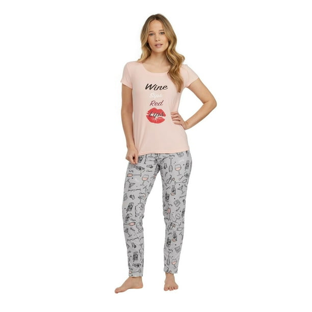 Mexx Women's Short Sleeve And Pant Print Pyjama Set 