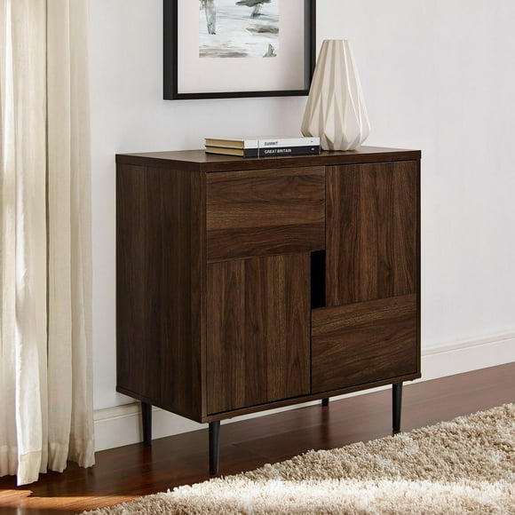 Cabinet moderne accentué de couleur vive de 76,2 cm (30 po) - Intérieur noyer foncé / Bleu marine