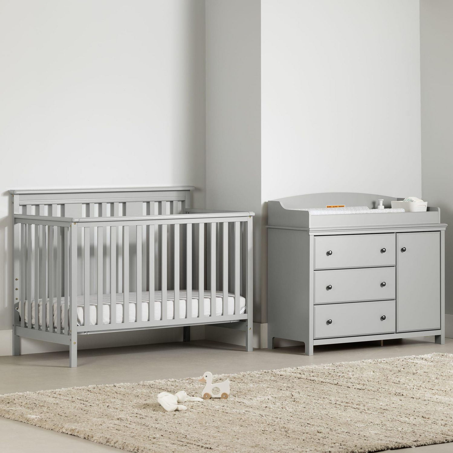 Baby Crib and Changing Table with Removable Changing Tray Set from the collection Cotton Candy South Shore