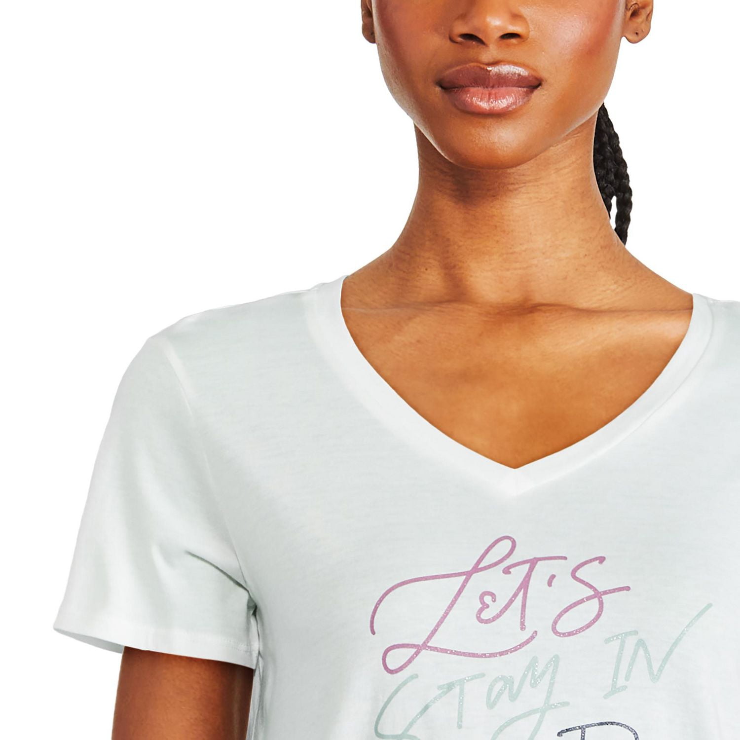 T-shirt de nuit avec encolure en V George pour femmes Tailles TP–TTG