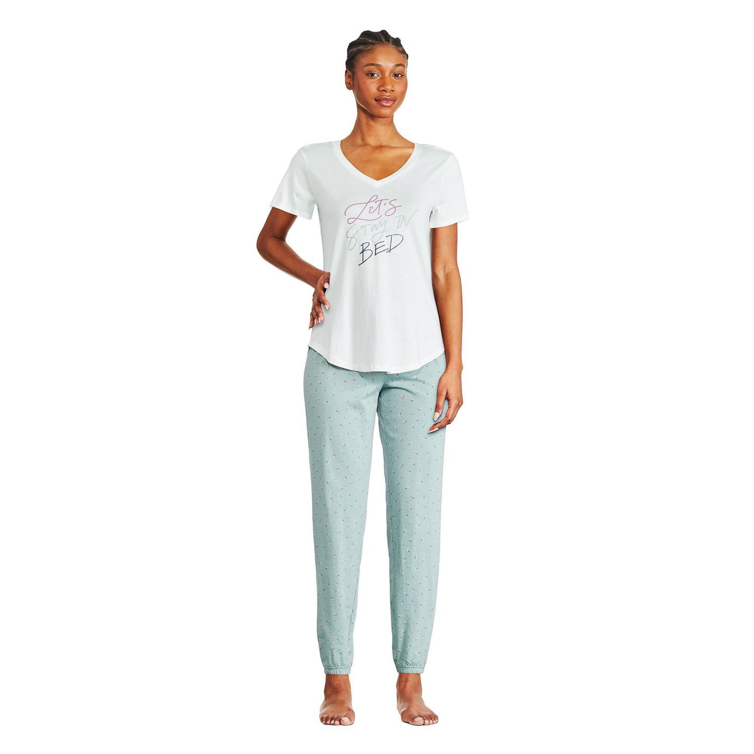 T-shirt de nuit avec encolure en V George pour femmes Tailles TP–TTG