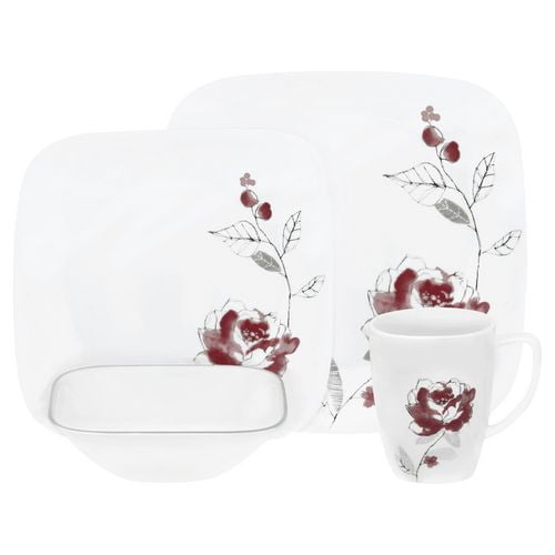 Corelle ® Square™ Blushing Rose 16pc Dinnerware Set Walmart Canada