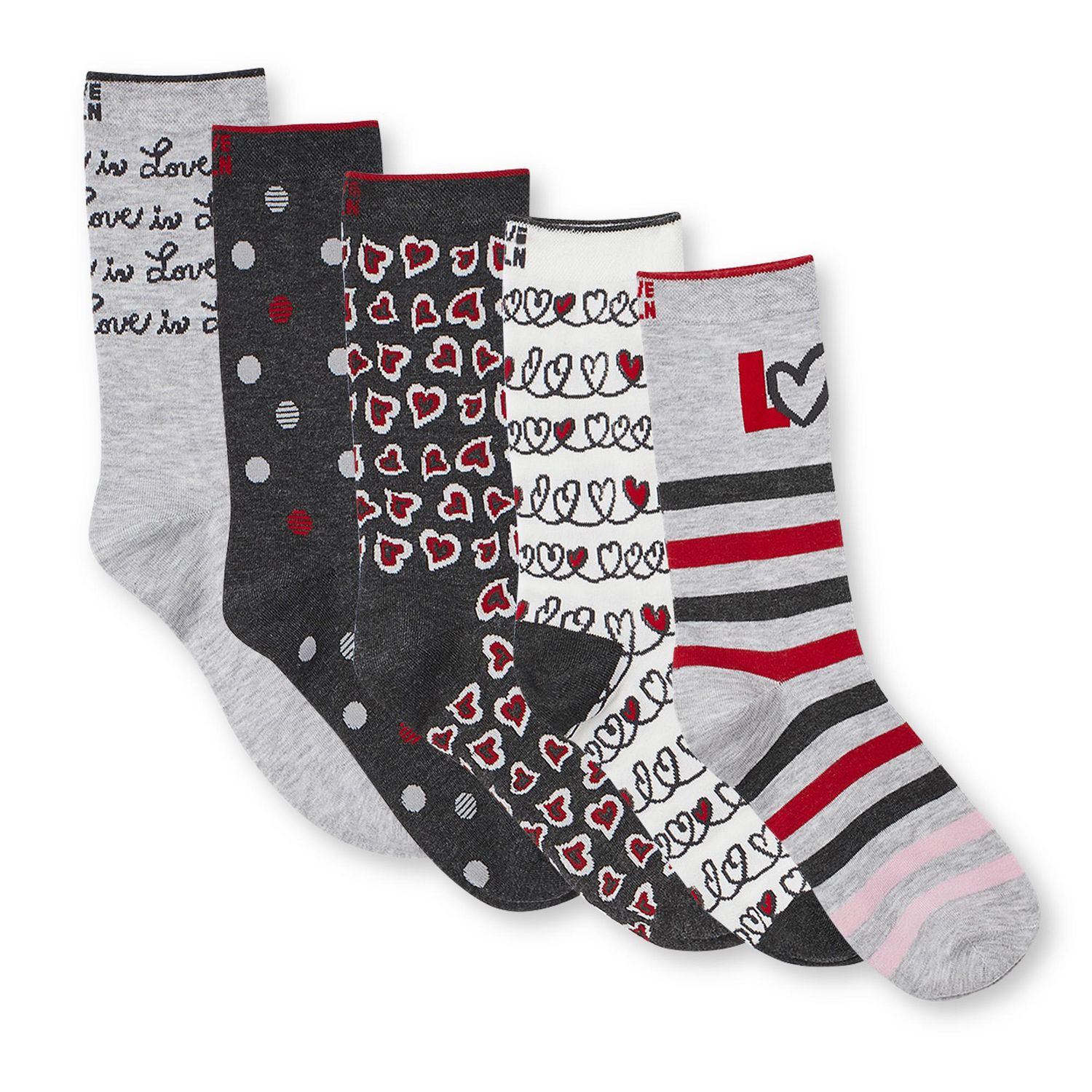 LOVE Ellen DeGeneres 5-Pack Women’s Hearts Crew Socks | Walmart Canada