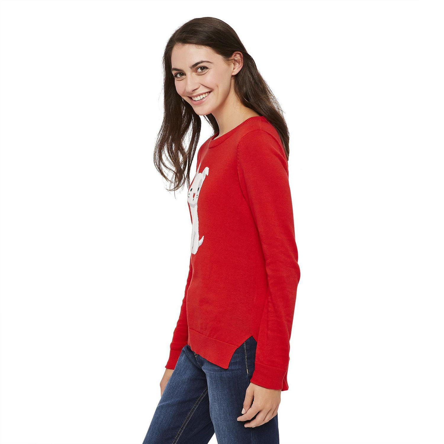 Love Ellen DeGeneres Women's Split Hem Dog Sweater