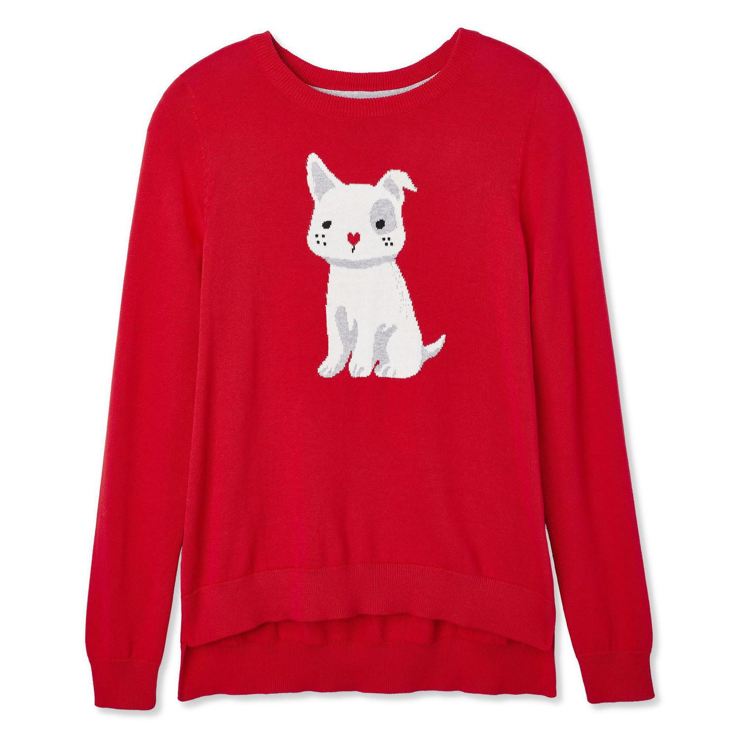 Love Ellen DeGeneres Women's Split Hem Dog Sweater