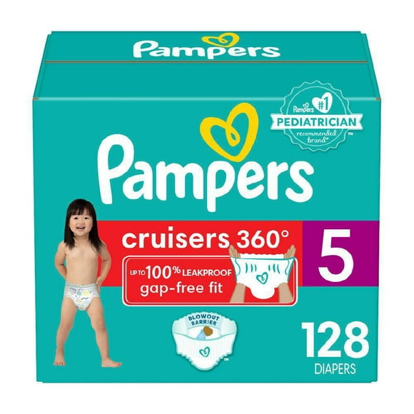Pampers Cruisers 360 Pull-On Diapers, Size 5 (27+ lbs), Babyproof up to 100% leakproof diaper