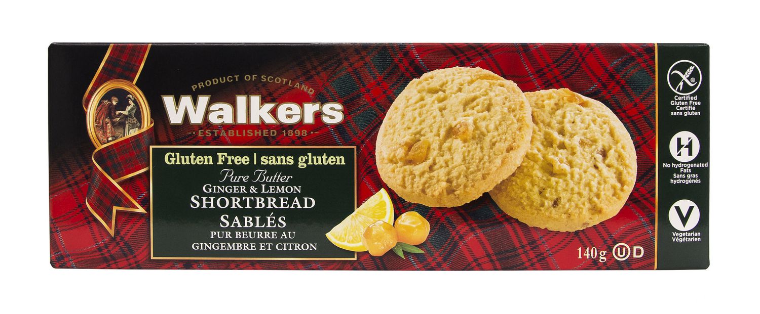 Walkers Gluten Free Pure Butter Ginger & Lemon Shortbread Cookies