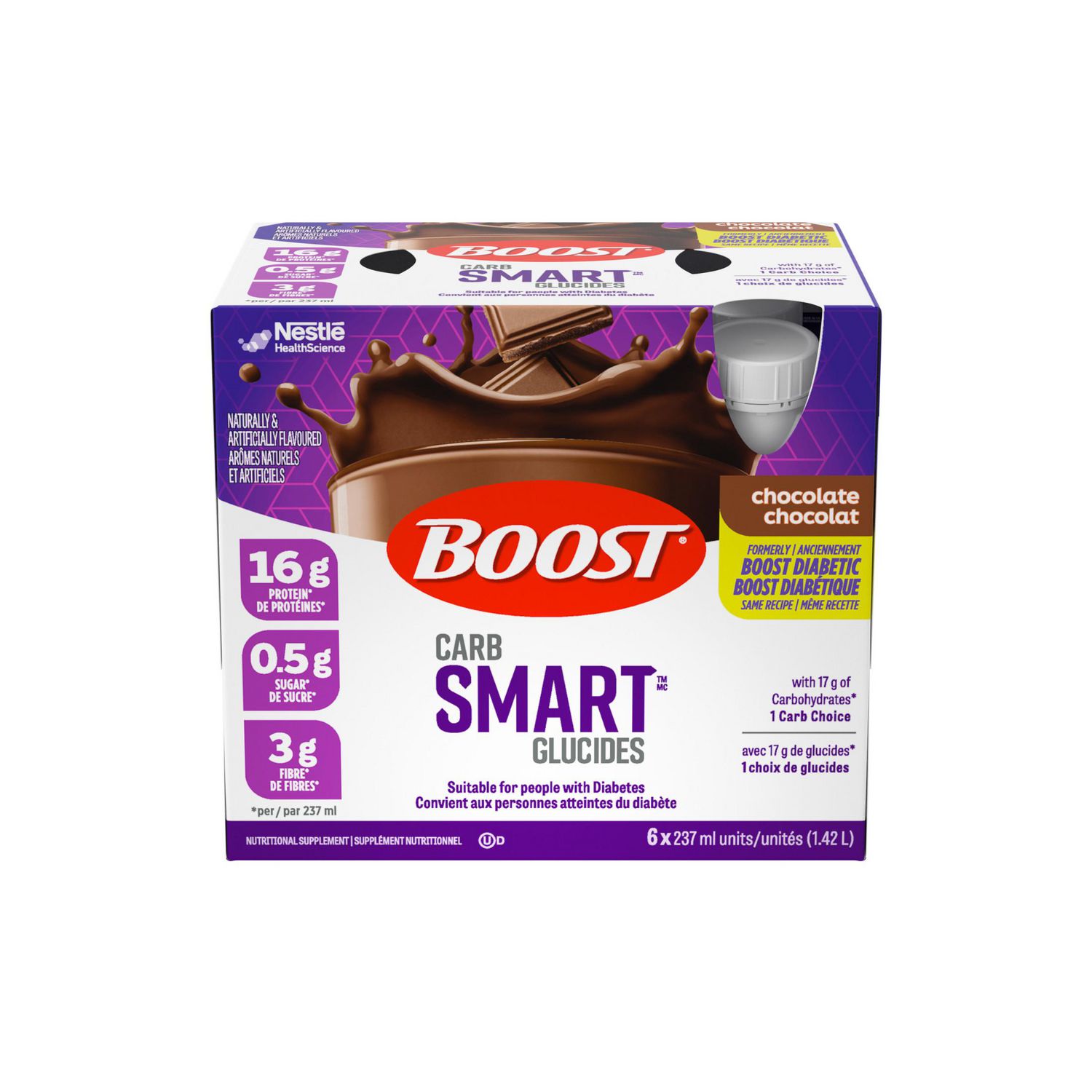 BOOST Diabetic Nutritional Supplement Chocolate 1.42 L