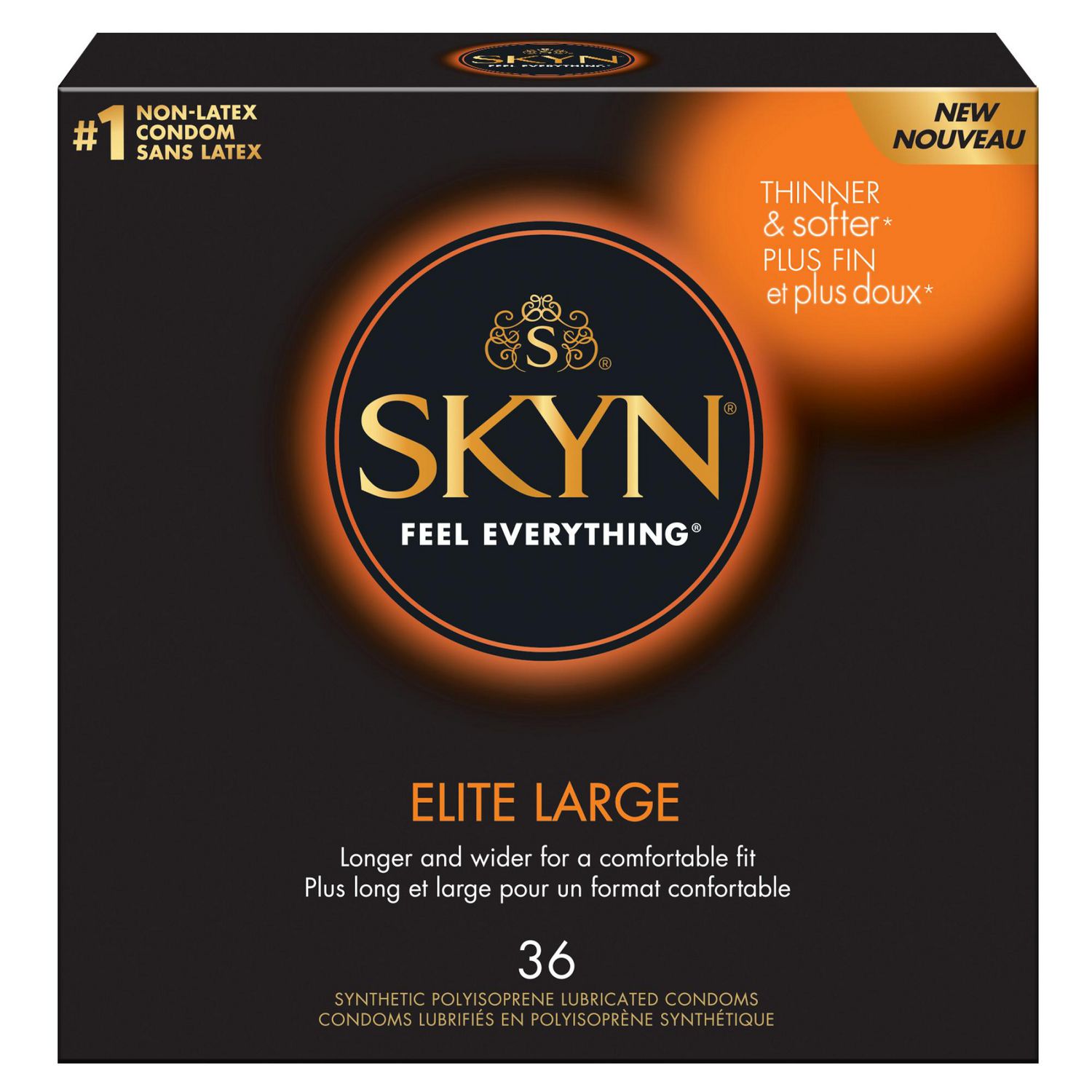 SKYN Elite Large Non-Latex Condoms, 36 Count