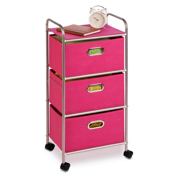 Honey-Can-Do Pink 3-Drawer Rolling Cart