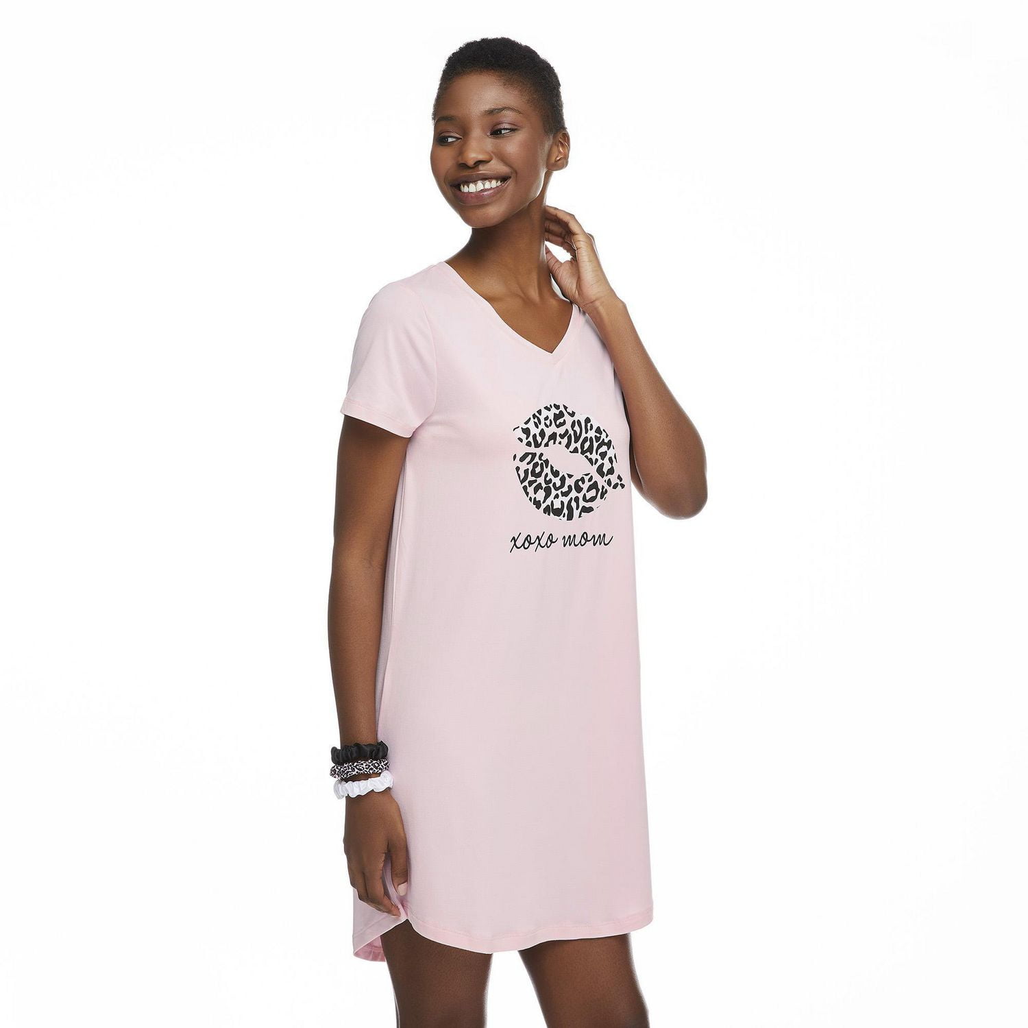 George Women's Graphic Print Nightshirt and Scrunchies Set