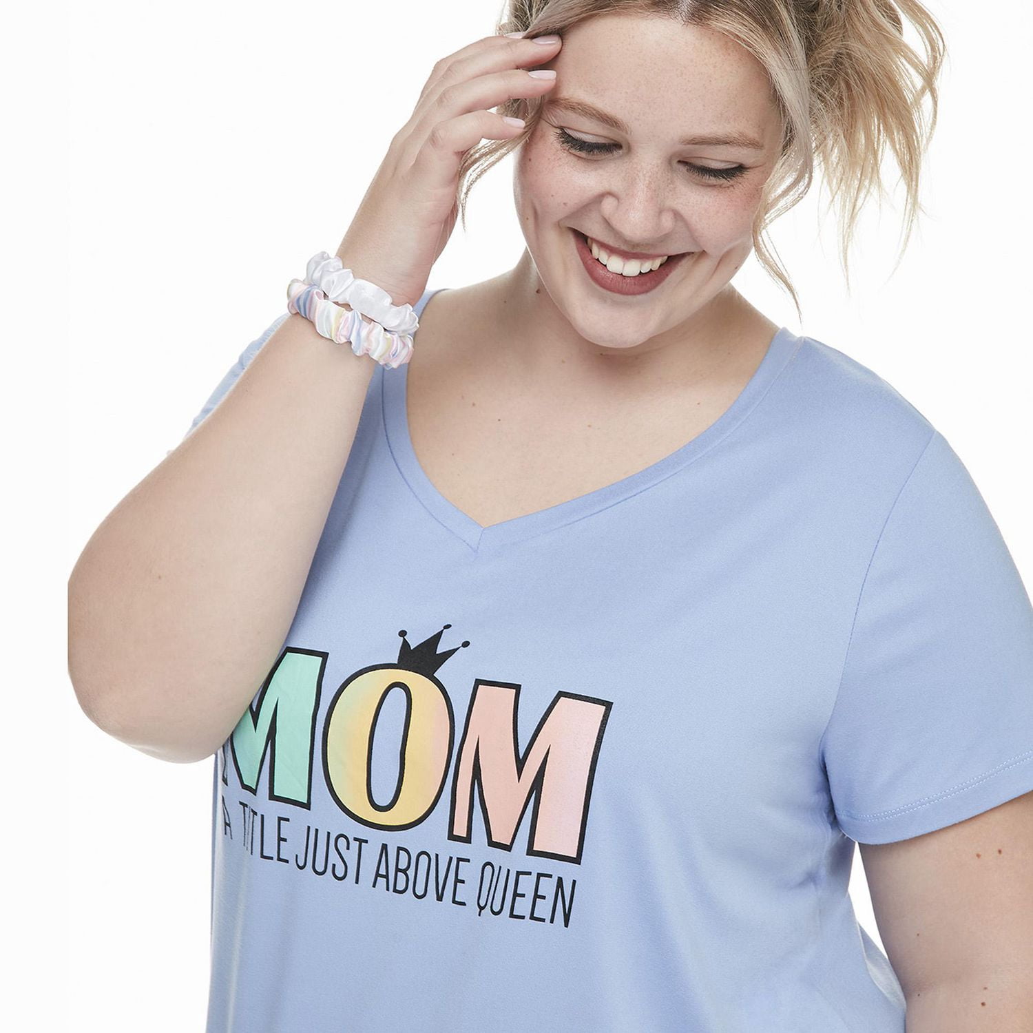 George Plus Women's Graphic Print Nightshirt and Scrunchies Set