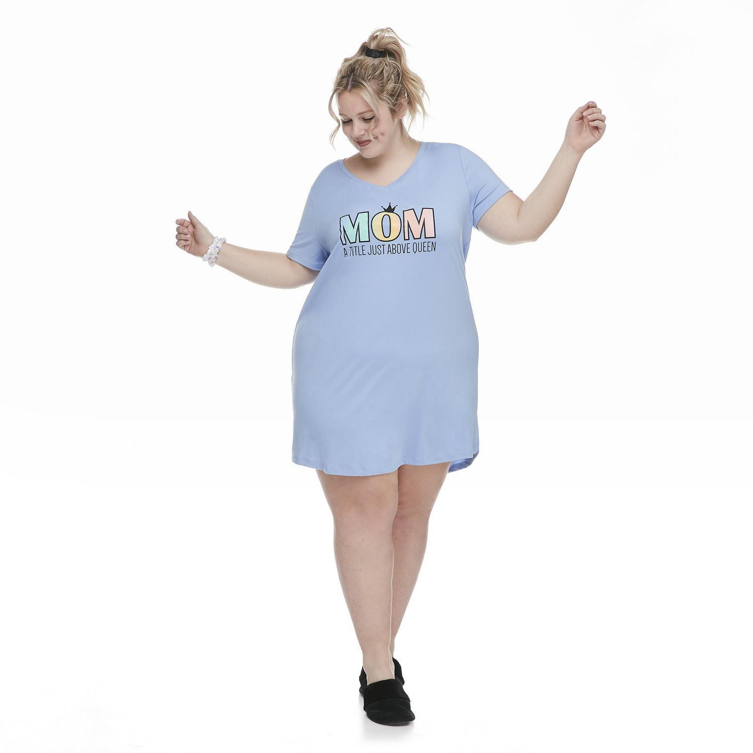 George Plus Women's Graphic Print Nightshirt and Scrunchies Set