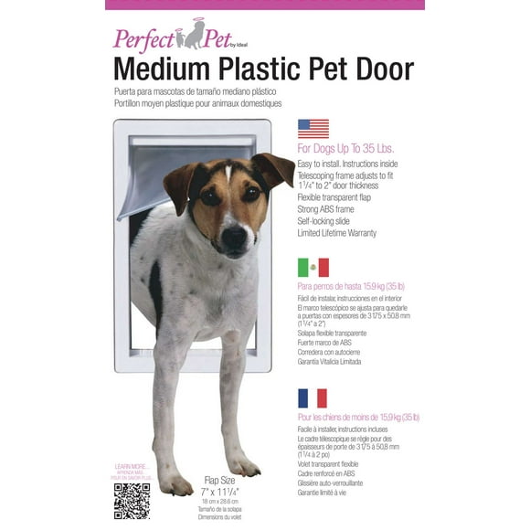 Perfect Pet Medium Plastic Pet Dog Door, 7" x 11 1/4" Pet Door
