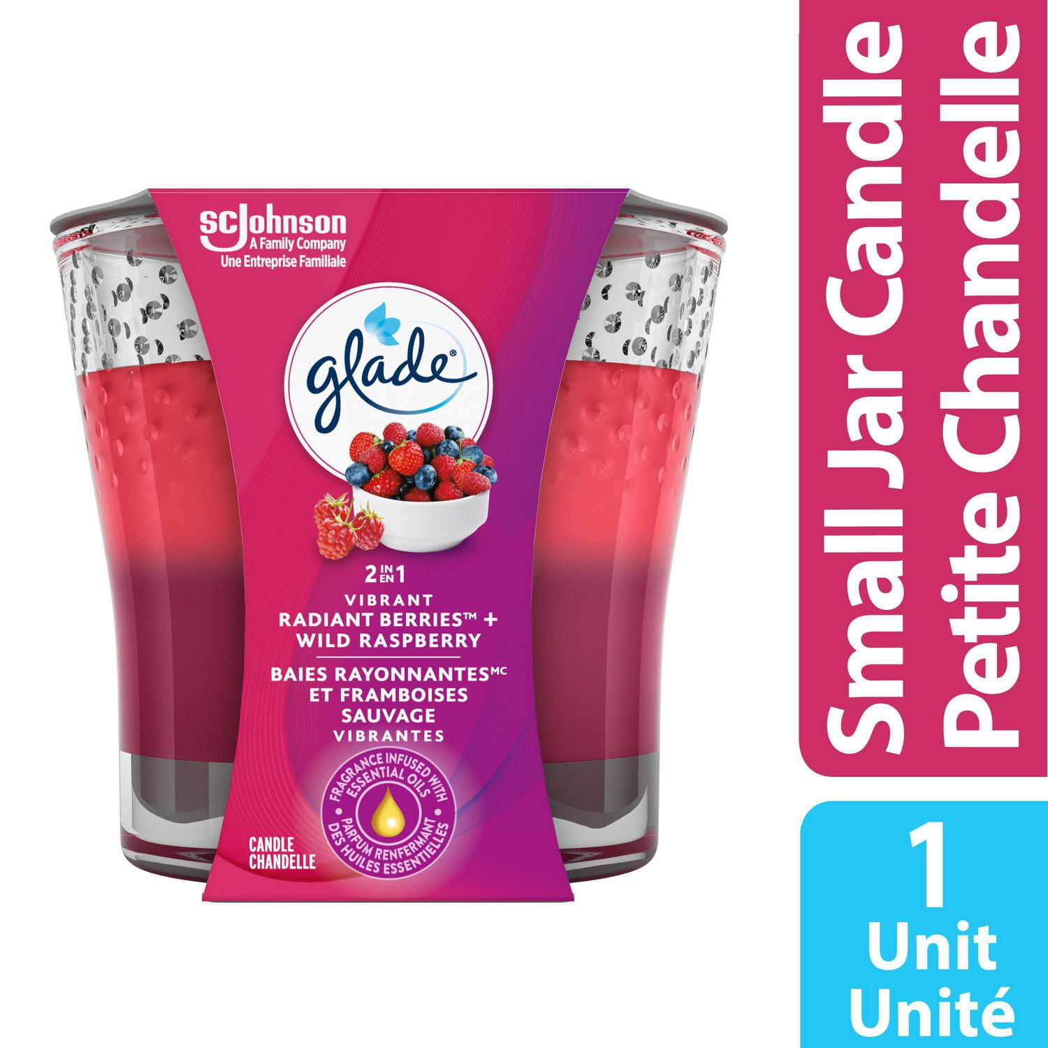 Glade 2in1 Scented Candle Air Freshener, Radiant Berries & Wild