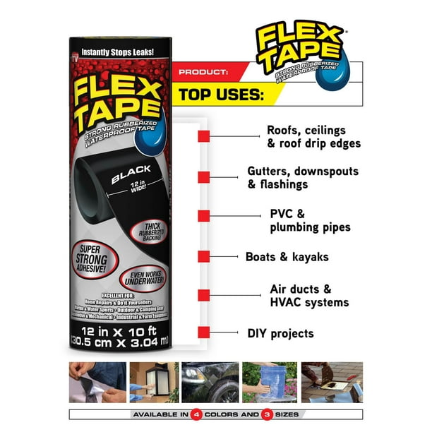 Flex Tape Transparent 4x 5' Ruban imperméable caoutchoutée. 
