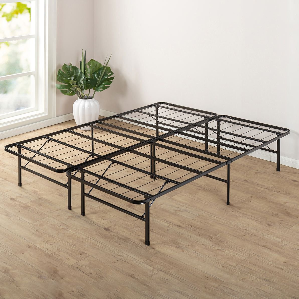 Zinus Lorrick 14 Quick Snap Metal Platform Bed, Slat support No Box Spring  Needed, Black Bed Frame, 5 Year Warranty 