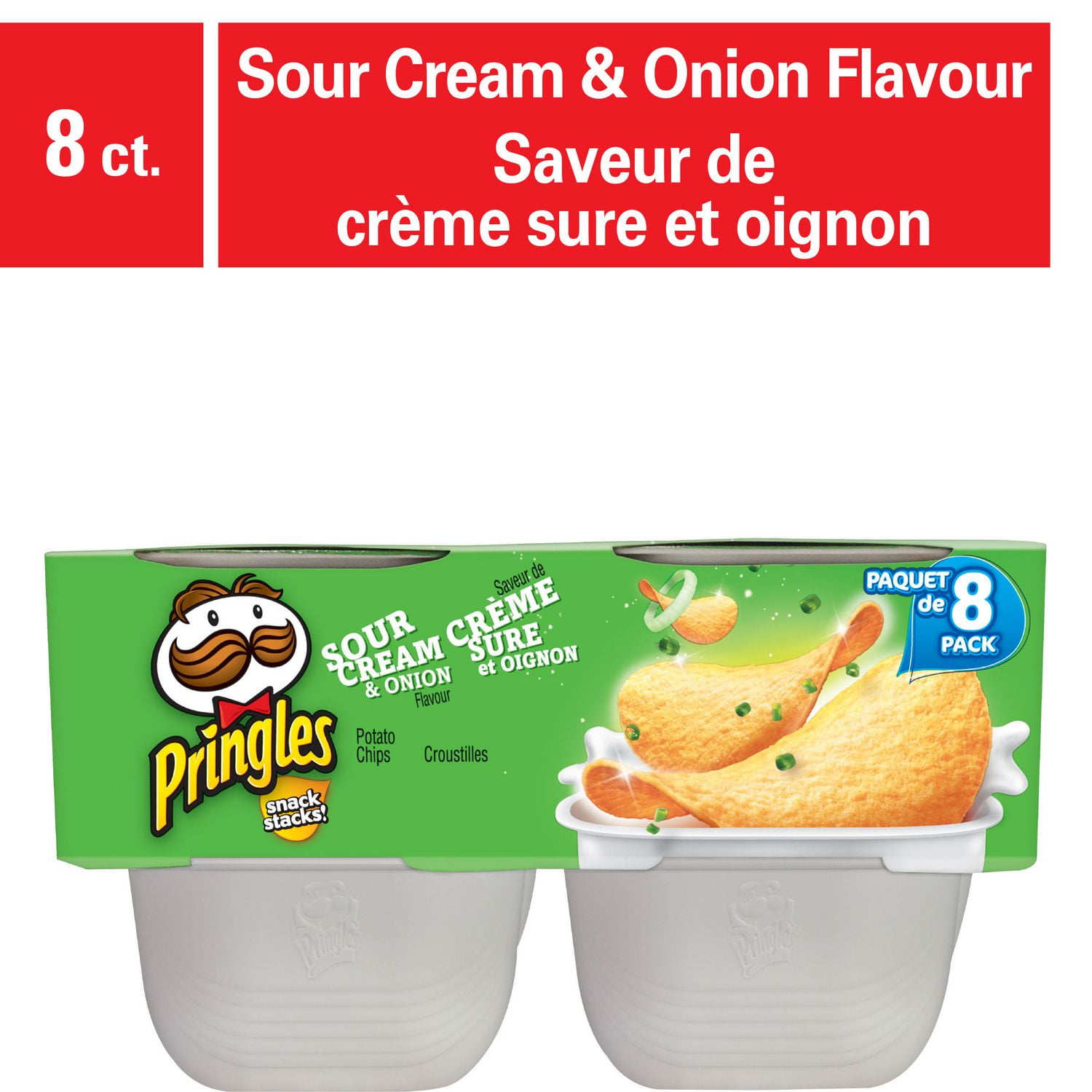 Pringles Snack Stacks Sour Cream & Onion Flavour 8x19 g Walmart Canada