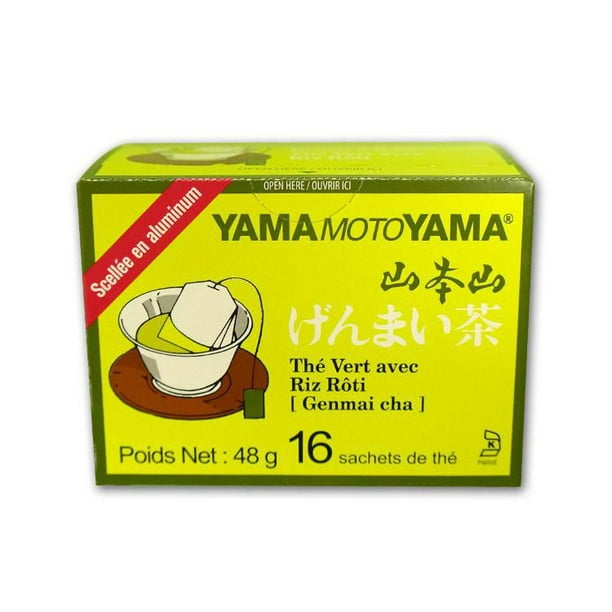 Yamamotoyama Genmai-Cha Thé vert avec riz brun rôti, emballage de 16 sacs Thé vert avec riz brun rôti