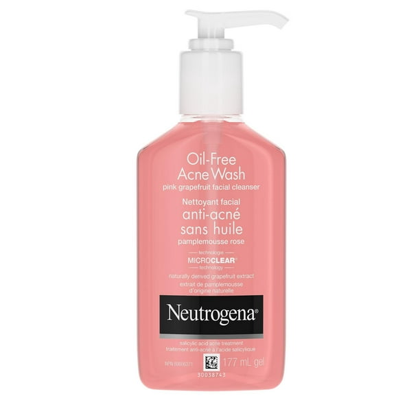 Nettoyant facial anti-acné sans huile Neutrogena Pamplemousse rose, nettoyant facial antiacné à base d'acide salicylique, non comédogène 177 ml