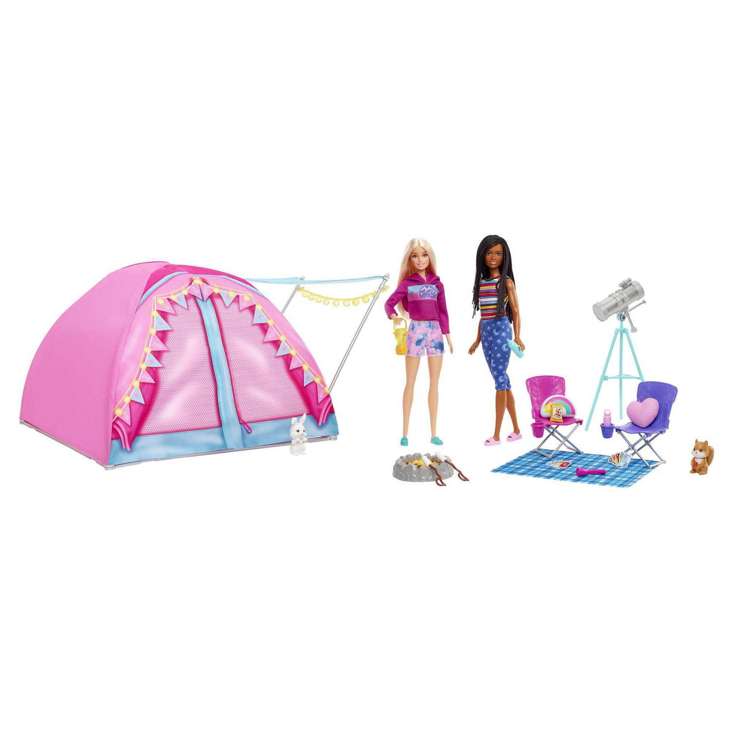 Barbie It Takes Two Camping Playset Daisy Doll Pet Puppy Kayak Boat HDF75  *NEW*
