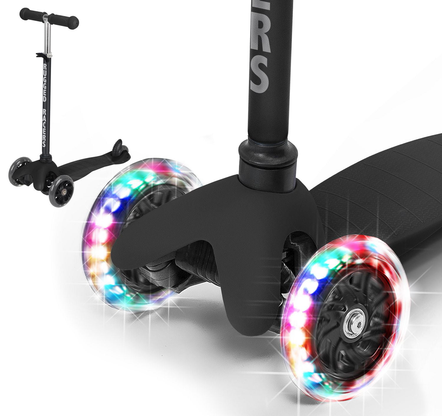 Rugged Racer Mini 3Wheel Scooter With LED Lights in Black Walmart Canada