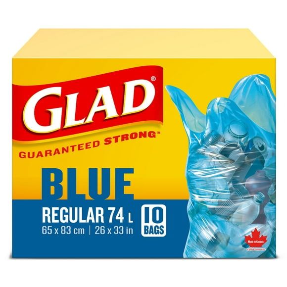 Glad Blue Recycling Bags - Regular 74 Litres - 10 Trash Bags, handle all your recyclables