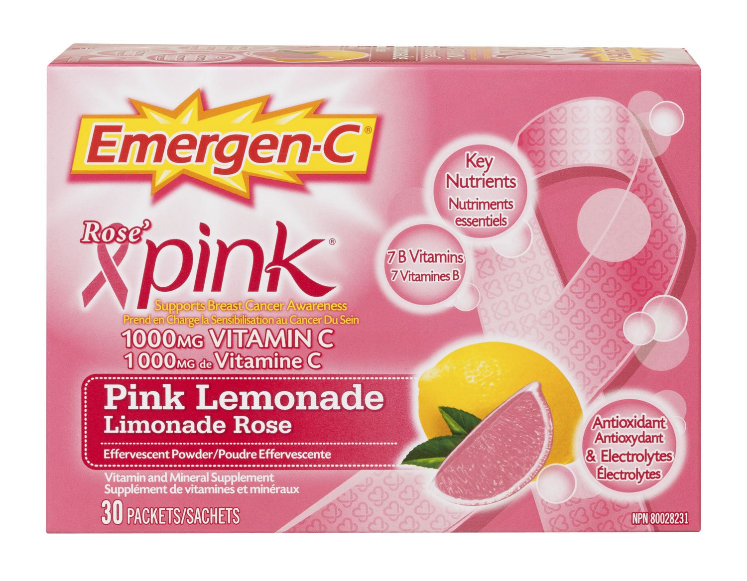 EmergenC® Pink Lemonade 1000mg Vitamin C / Electrolytes / B Vitamins