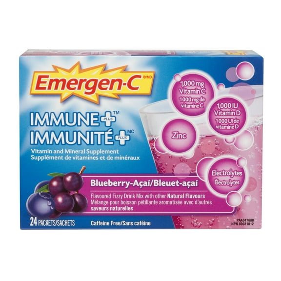 Emergen-C Immune + Blueberry-Acai Caffine Free Vitamin And Mineral Supplement Drink Mix