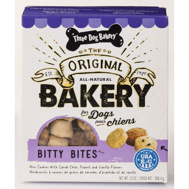 Three Dog BakeryMD Bitty BitesMD. Minibiscuits à saveur de grains de caroube, d'arachide et de vanille - 368,4 g