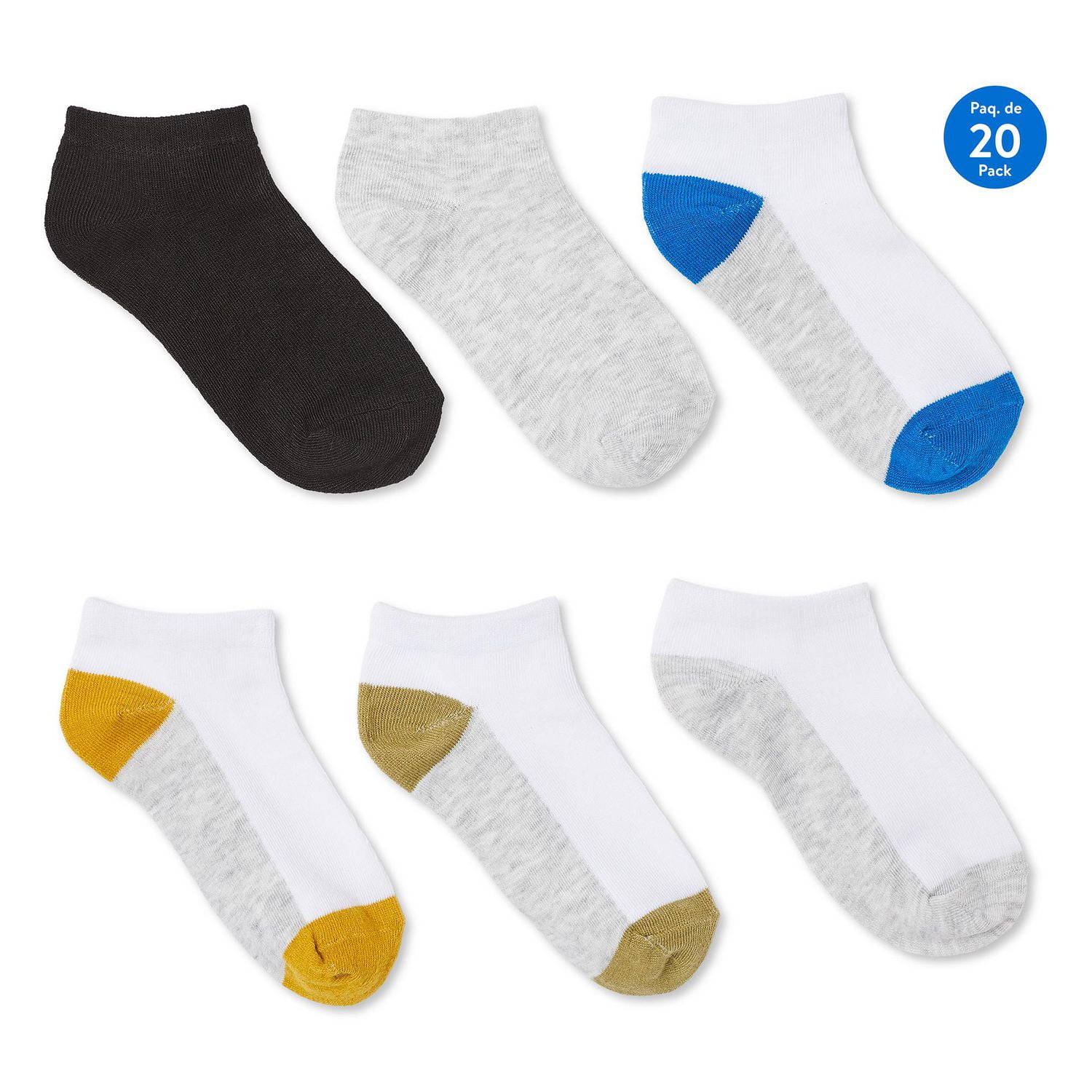 George Boys' Low-Cut Socks 20-Pack, Sizes 11/2-3/9