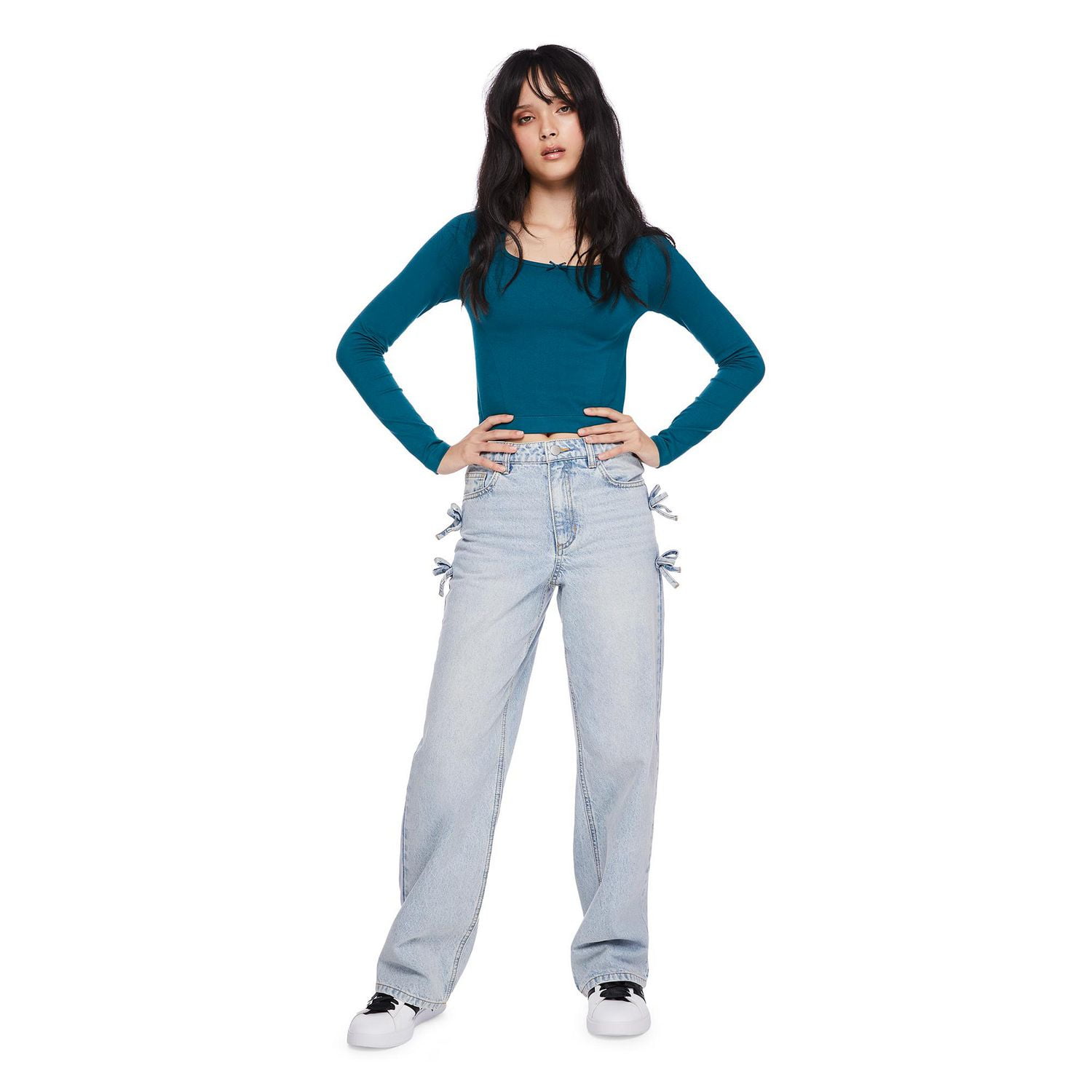 My Sister's Closet Girls' Long Sleeve Square Neck Seamless Top, Sizes S-XXL