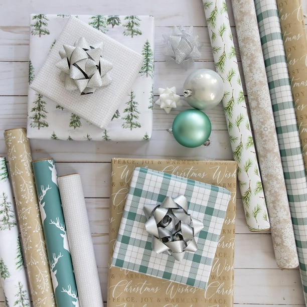 10 Papier Cadeau Rouleau Et 2 Rouleaux De Ruban, Papier D'emballage D'or Pour Anniversaire