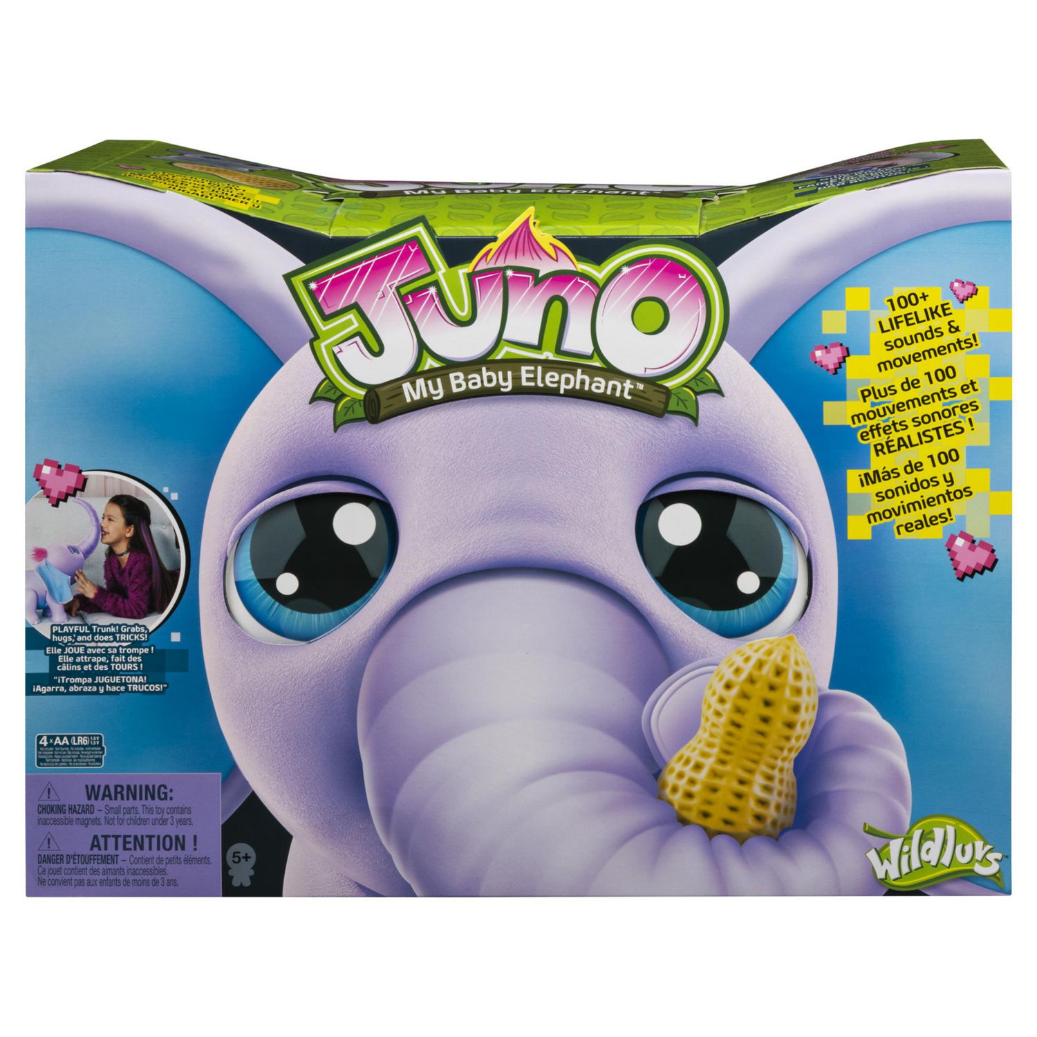 Wildluvs Juno My Baby Elephant Bebe Elephant Interactif Avec Trompe Mobile Et Plus De 150 Sons Et Mouvements Walmart Canada