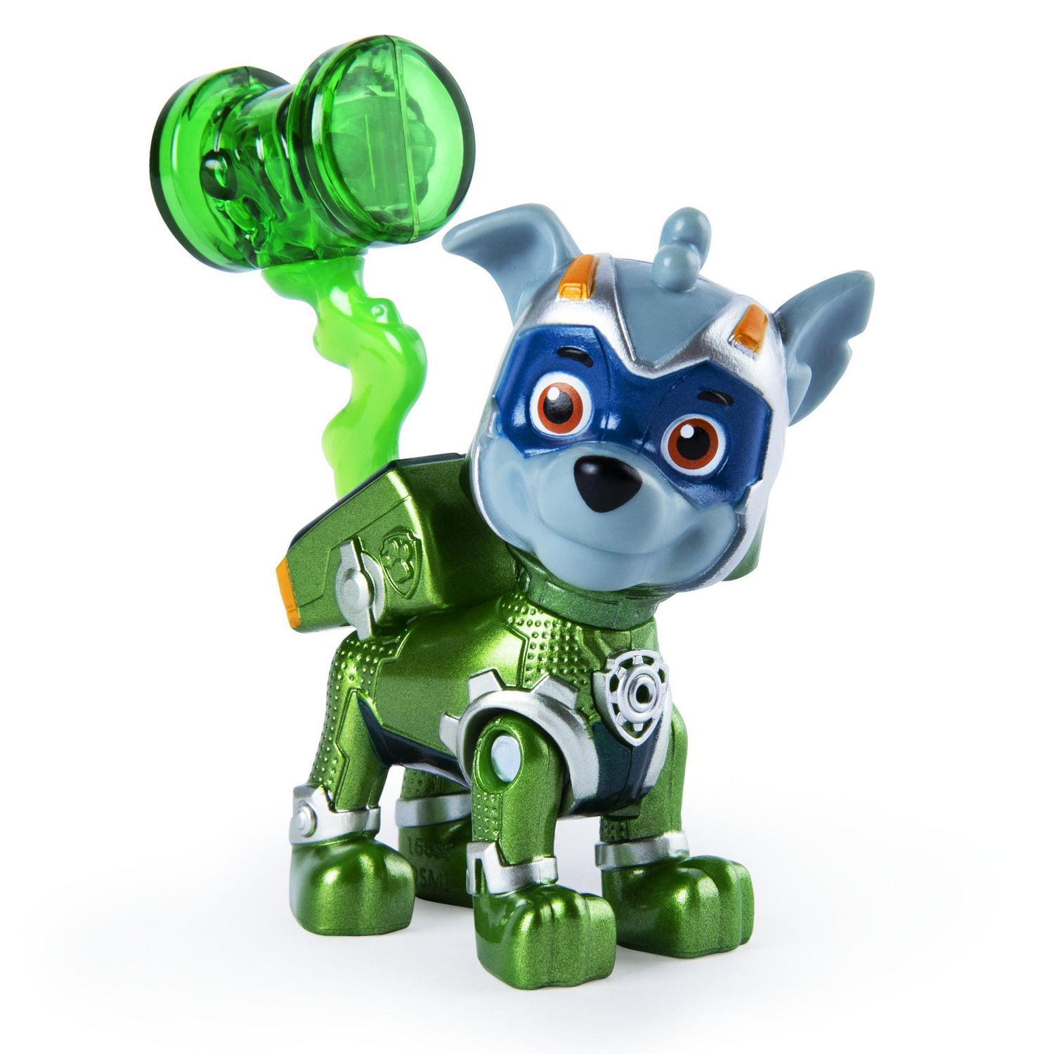 PAW Patrol, Mighty Pups Super PAWs Rocky Figure with Transforming Backpack,  for Kids Aged 3 and Up 