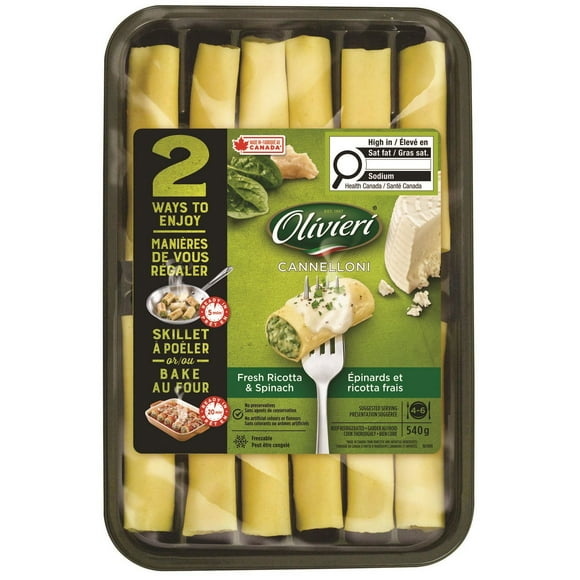 Olivieri Ricotta and Spinach Cannelloni 540g, Oli Spin/Ricotta Cannel 540g