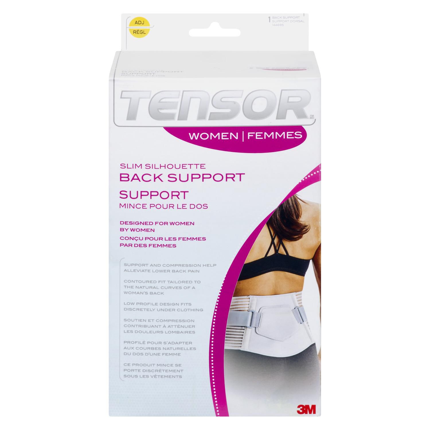 Tensor™ Women Slim Silhouette Back Support, white, adjustable