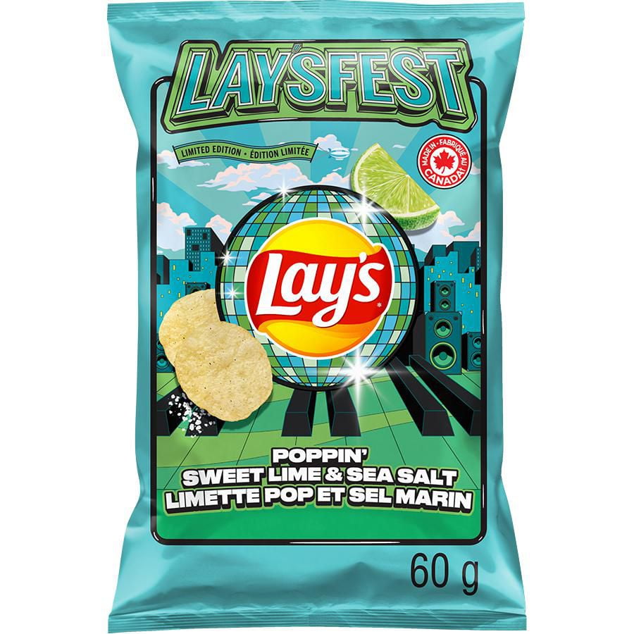 Lay's croustilles assaisonnées Limette pop et sel marin, 60 g.