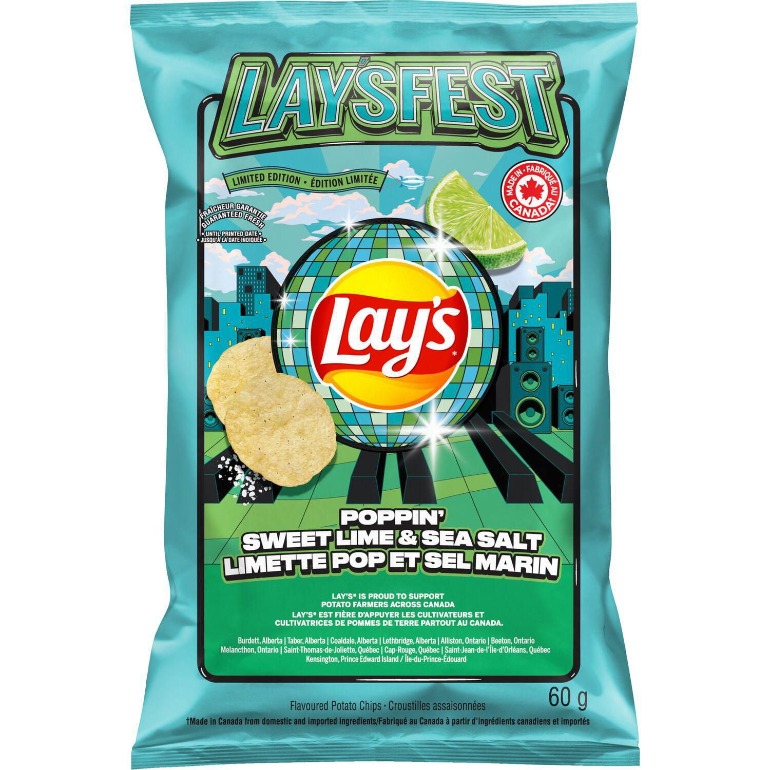 Lay's Poppin' Sweet Lime & Sea Salt Flavoured Potato Chips, 60 g.