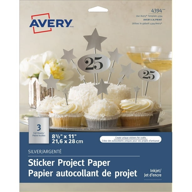 Avery® Papier Autocollant de projet argenté
