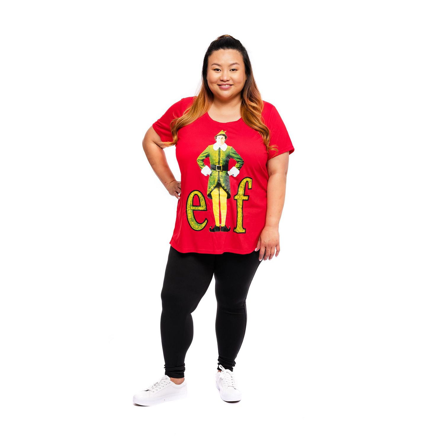 Ladies Plus Elf Movie Poster  Short Sleeve Scoop Neck T-Shirt