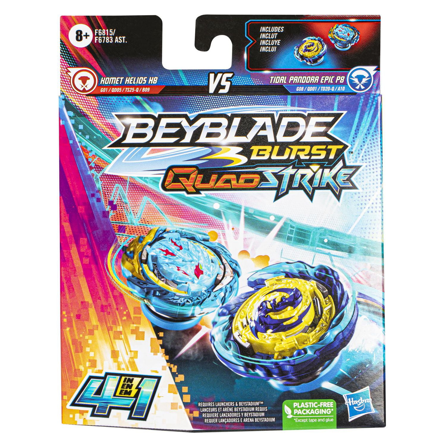 Beyblade Burst QuadStrike Komet Helios H8 and Tidal Pandora Epic 